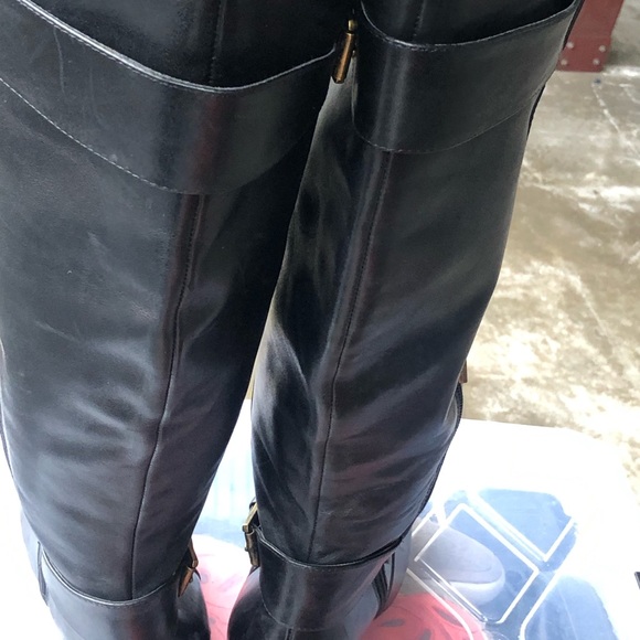 RLL Philena Black Leather Knee High 1/4 Zip Heel Boots Size 8B - Picture 11 of 15